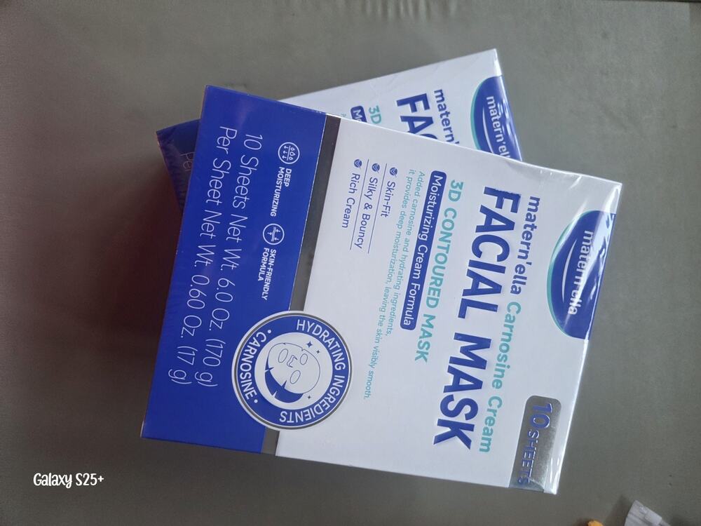 2 matern'ella Carnosine 3D Contoured Facial Sheet Mask Hydrating 10 Sheets